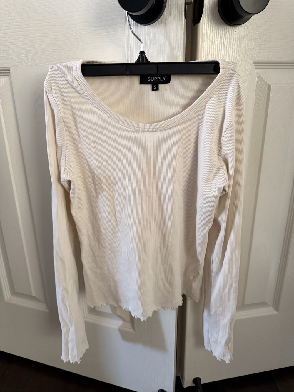 Known Supply Long Sleeve Ribbed Top in Cream